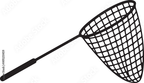 Black and White Illustration of a Butterfly Net