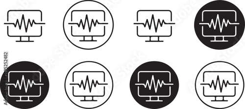 Heart Rate Monitor Icon Set Eight Variations for Digital Use