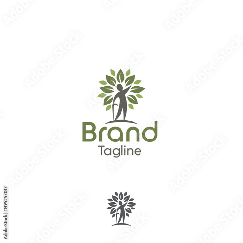 Old man pensioner old man tree charitable foundation vector logo