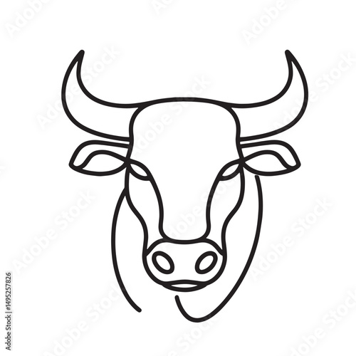  cow icon simple one line drawing illustration