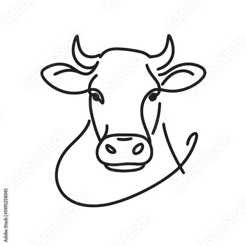  cow simple one line drawing illustration