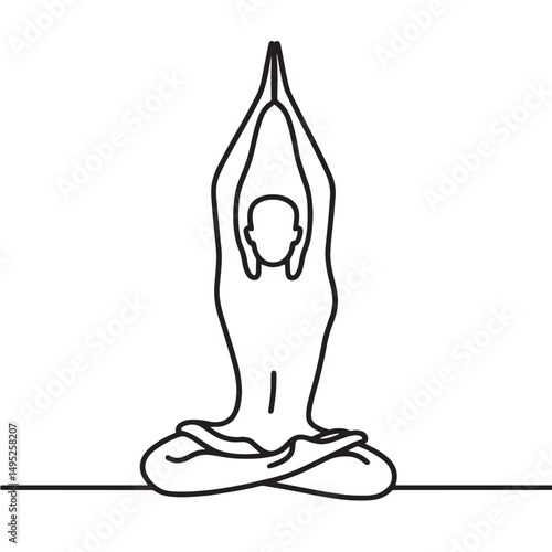 yoga lotus position  vector illustration simple one line drawing