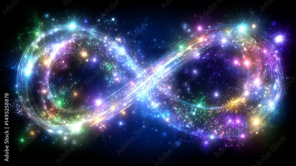 A blue background features a rainbow infinity symbol, emblematic of autism awareness day and inclusive of adhd and neurodiversity A blue background features a rainbow infinity symbol, emblematic of autism awareness day and inclusive of adhd and neurodiversity