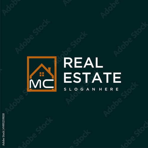 MC letter monogram logo creative home real estate in square style design