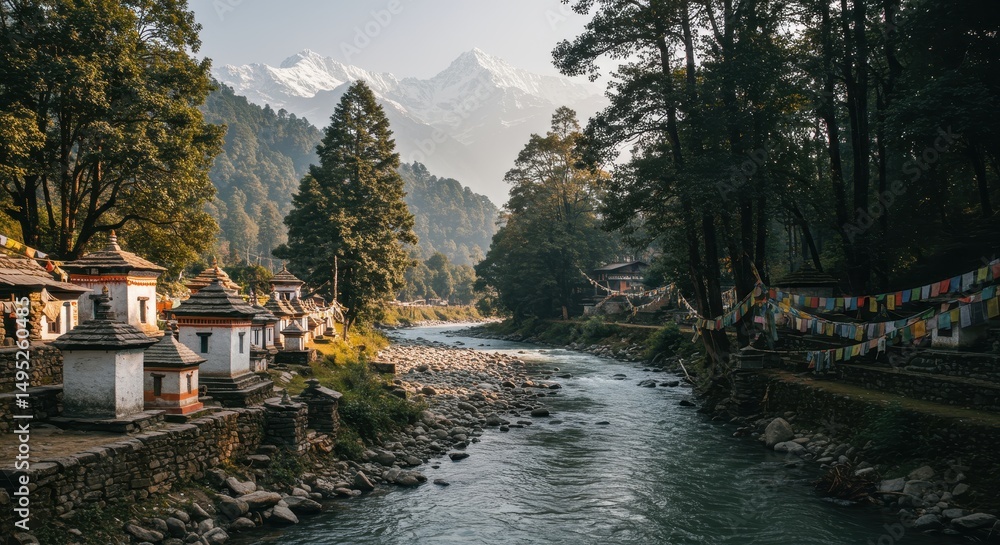 Fototapeta premium River Scene for 3D Design – Stunning Nature Landscape Reference for 3D Modeling and Animation