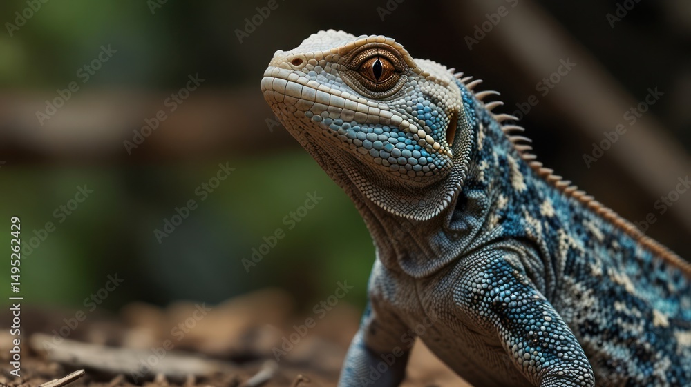 Fototapeta premium Close-up of a lizard, head and upper body