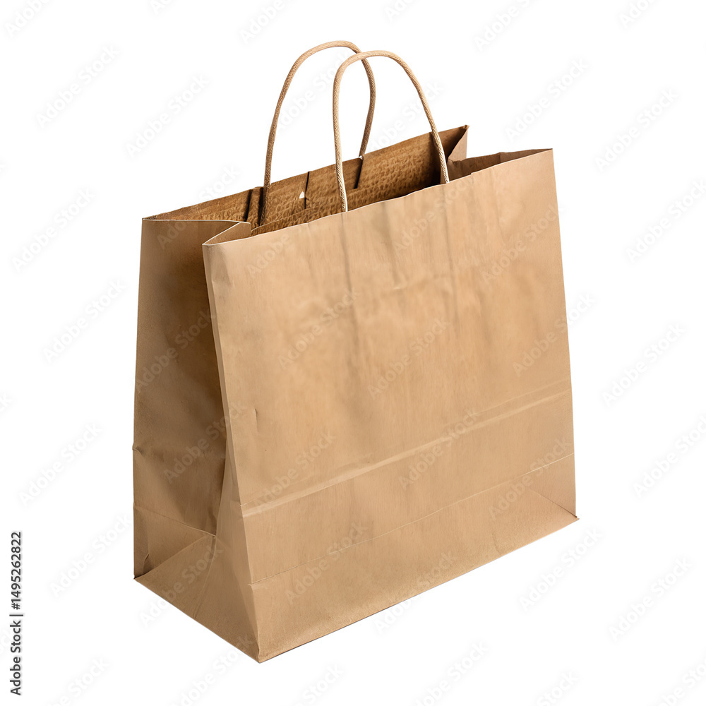 A plain brown paper bag is open and ready to be filled with many items on a isolated on transparent background A plain brown paper bag is open and ready to be filled with many items on a isolated on transparent background