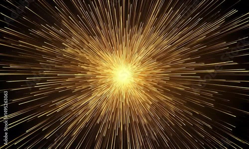 Abstract radiant golden light burst background