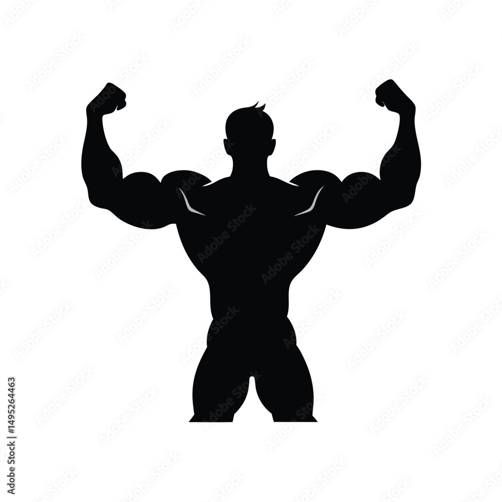 Fototapeta premium Bodybuilder Bicep Flex Silhouette.