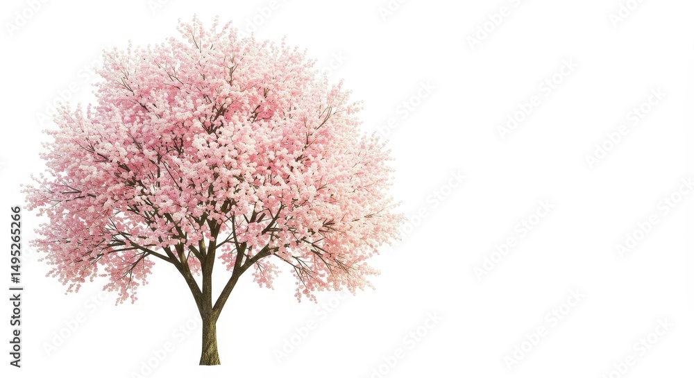 Obraz premium Blooming Tree with Pink Flowers Isolated on White Background