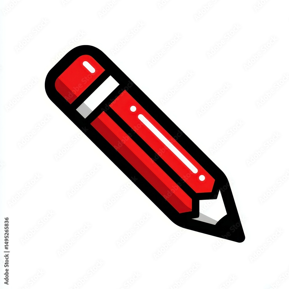 Red Pencil Icon: Modern Vector Graphic for Website and App UI Red Pencil Icon: Modern Vector Graphic for Website and App UI