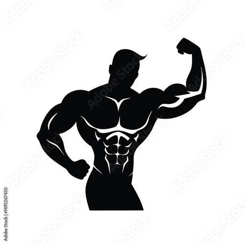 Bodybuilder Bicep Flex Silhouette.
