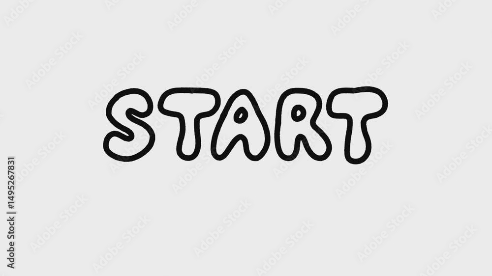 Start Text Animation Hand Drawn Scribble Style Motion in Black and White Background Start Text Animation Hand Drawn Scribble Style Motion in Black and White Background