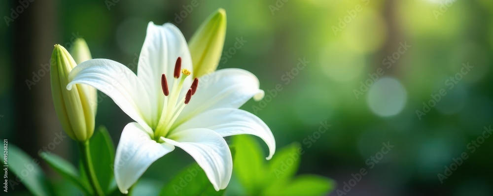 Close-up of pristine white lilies, soft focus background, lily petals, subtle Close-up of pristine white lilies, soft focus background, lily petals, subtle