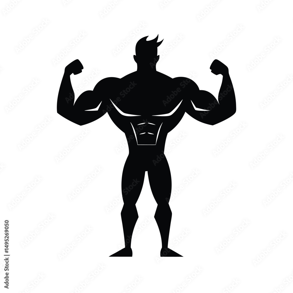Full Body Bodybuilder Silhouette.
Full Body Bodybuilder Silhouette.