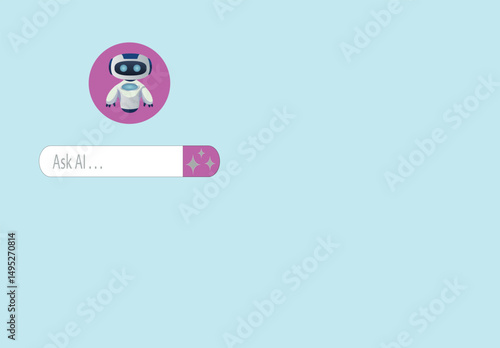 Ask AI .AI robot icon with and large input for questions and prompts.
