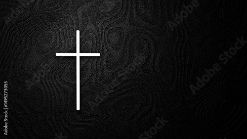 The cross on dark background . 3d render illustration