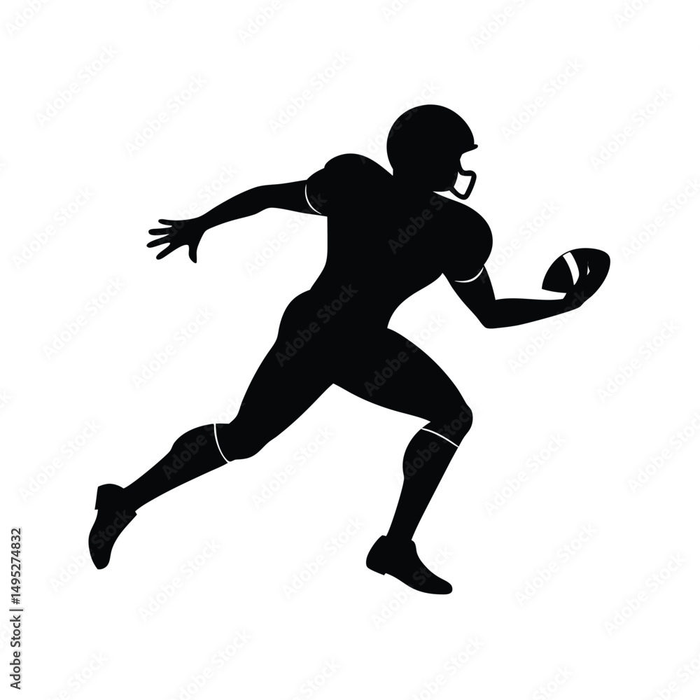 Fototapeta premium American Football Player Running Silhouette