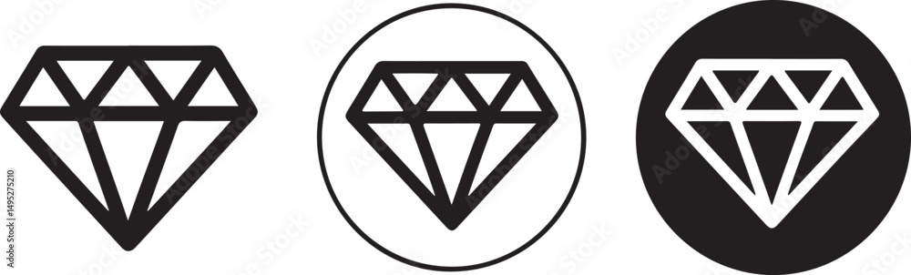 Diamond Icon Variations Black and White Graphic Design Diamond Icon Variations Black and White Graphic Design