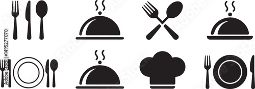 Restaurant Menu Icons Set Food Service and Cutlery