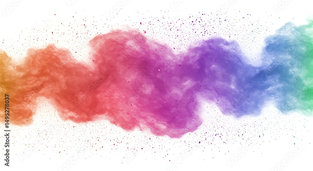 Obraz premium Colorful powder explosion on white background creating vibrant abstract design