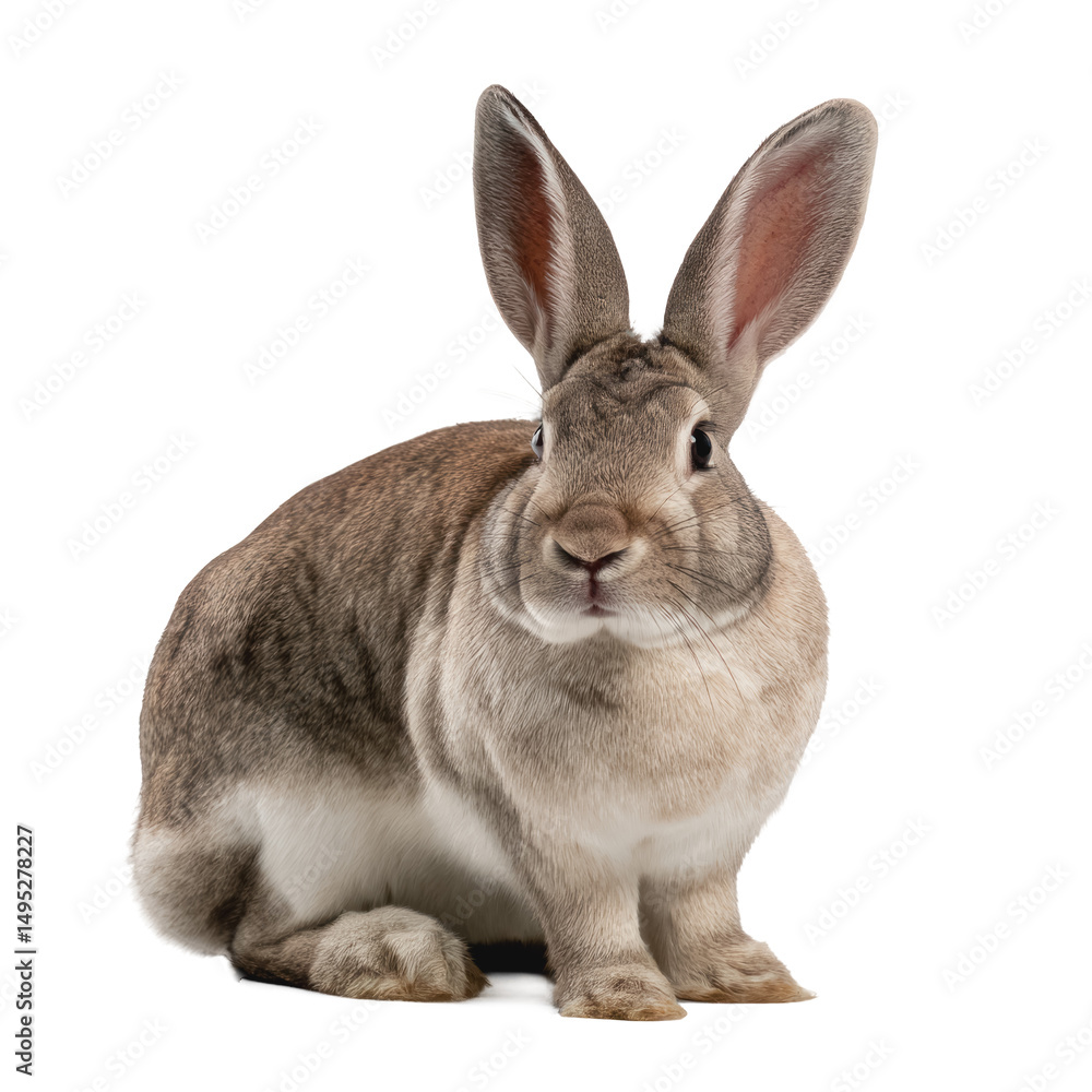 Cute Gray Bunny Rabbit Sitting on White Background in Studio Setting Cute Gray Bunny Rabbit Sitting on White Background in Studio Setting