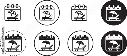 Vacation Calendar Icons Beach Chair and Umbrella