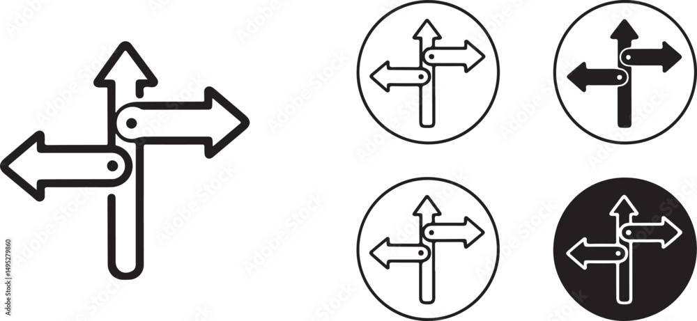 Four Variations of a Directional Arrow Icon Set Four Variations of a Directional Arrow Icon Set