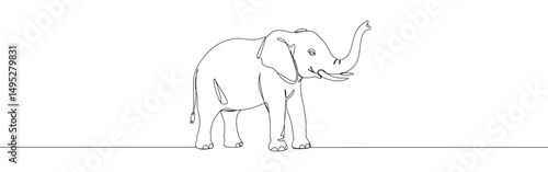 Elephant continuous one line drawing. Hand drawn animal.