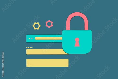 vector login form with lock