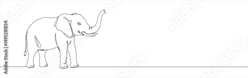 Elephant continuous one line drawing. Hand drawn animal.