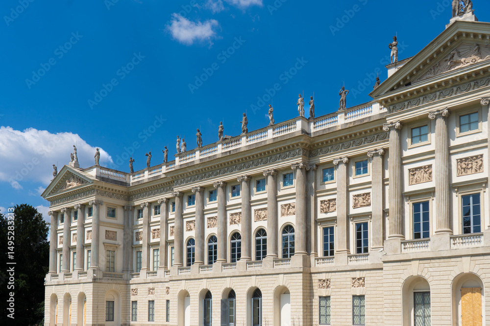 Fototapeta premium Villa Reale di Milano, a magnificent neoclassical palace housing the Museum of Modern Art (GAM) and surrounded by English gardens, adjacent to the Pavilion of Contemporary Art (PAC). Milan, Italy.