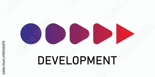 Icon change, transformation, evolution, transformation, coaching. Circle turns into up arrow. Vector illustration