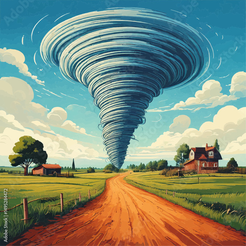 Flat Tornado Cartoon Vector Icon