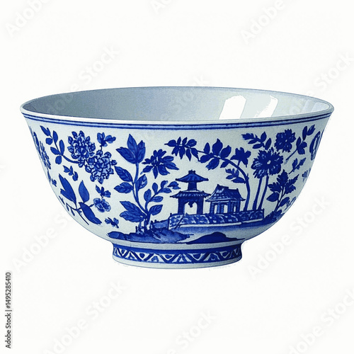 Azure Myths: Blue Willow Reimagined bowl blue willow isolated watercolor vector illustration svg  