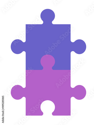 Two puzzle pieces as a perfect fit representing problem solving and overcoming issues. Business conceptual vector illustration.