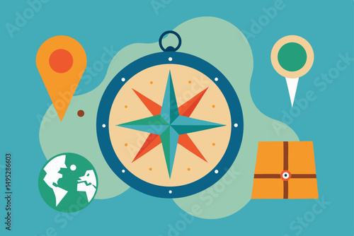 compass on the sea background