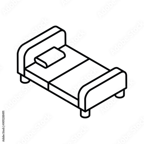Grab this isometric outline icon of hostel bed