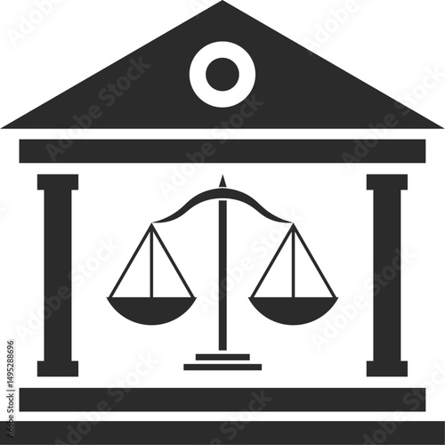 court building icon in dark grey and clear background, editable vector illustration