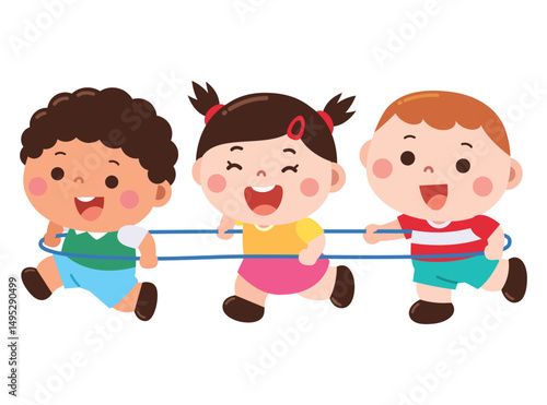 Children Playing Jump Rope Together