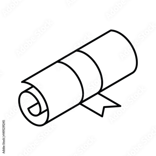 An editable isometric icon representing degree certification