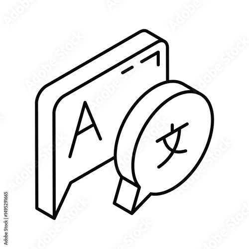 A captivating isometric outline icon of language exchange