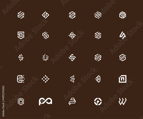 Set of abstract initial letter a-z.monogram logo design, icons for business of luxury,elegant and random