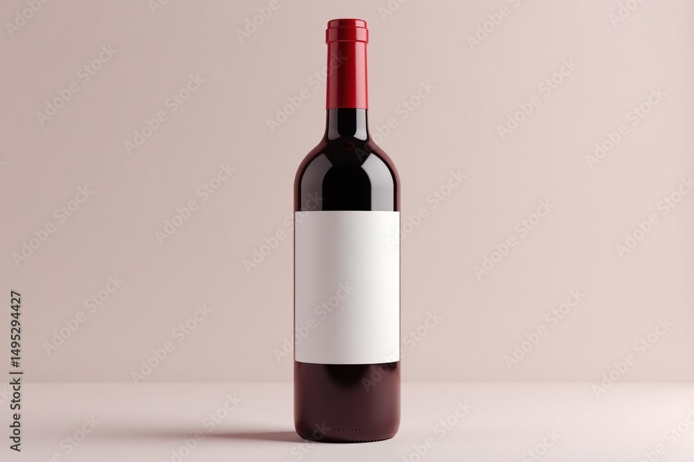 Fototapeta premium Bottle of red wine, set against pure white Label details visible , gourmet, Cabernet Sauvignon, red wine