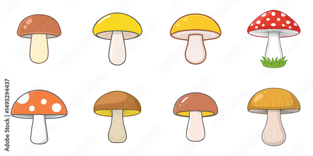 Vector illustration of multiple mushrooms, outline Vector illustration of multiple mushrooms, outline