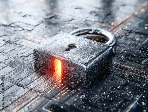 Cybersecurity event digital lock symbolizing protection virtual environment modern concept futuristic perspective