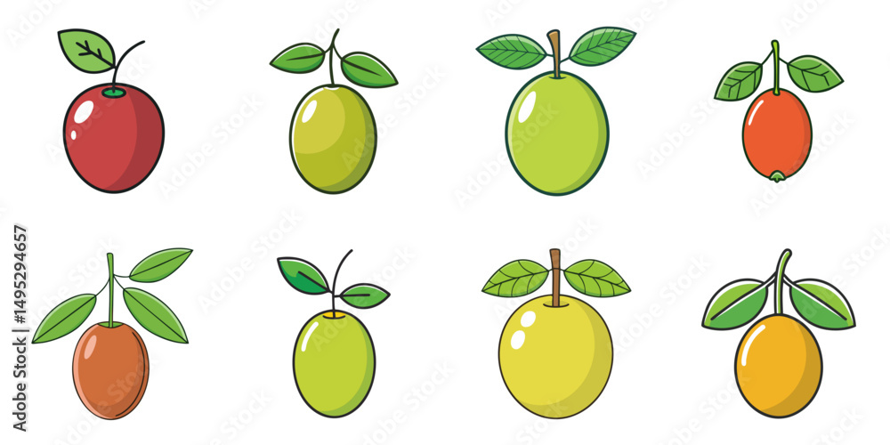 Vector illustration of multiple jujubes, outline Vector illustration of multiple jujubes, outline