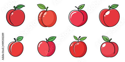 Vector illustration of multiple nectarines, outline