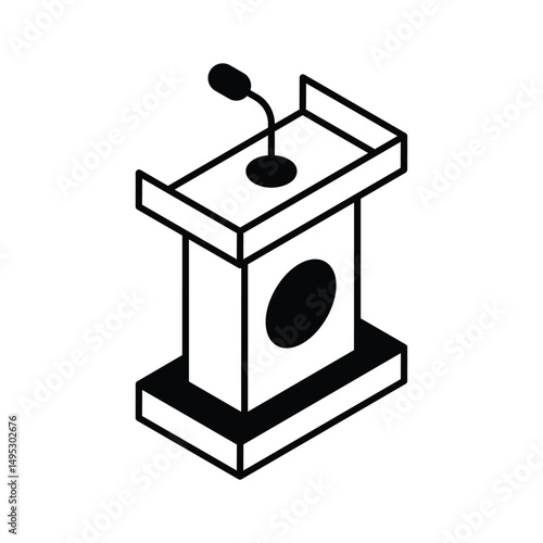 A premium isometric style icon of rostrum podium