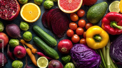 Wallpaper Mural Vibrant Rainbow of Fresh Produce Torontodigital.ca